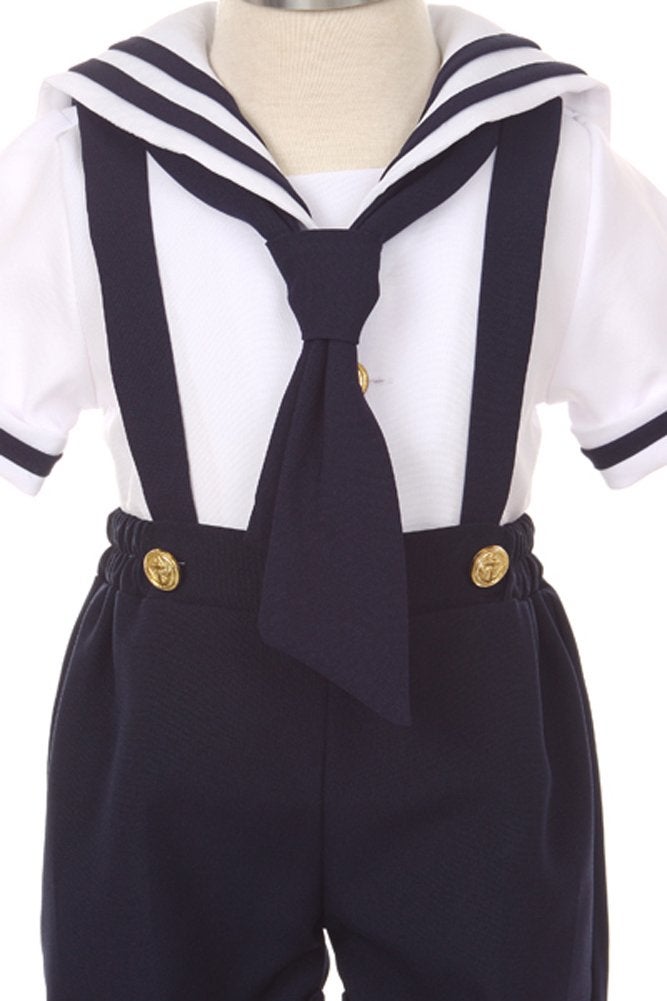 iGirlDress Baby Toddler Boys Nautical Sailor Outfit Short Suit 4 Piece Set 12mos Navy - Image 3